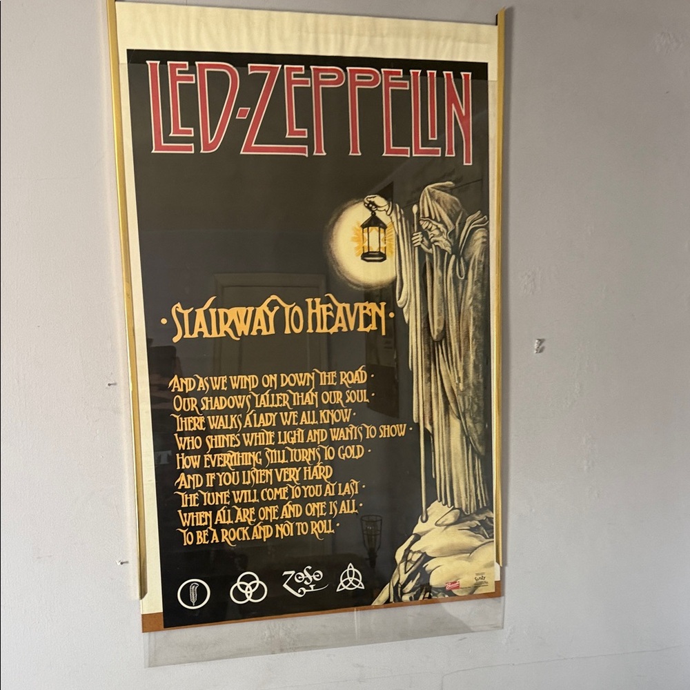 Bravado Led Zeppelin Stairway to Heaven Poster - Black, Red, Gold.